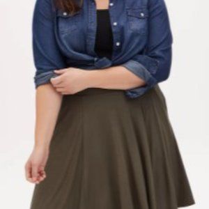 Torrid Super Soft Olive Green Mini Skater Skirt